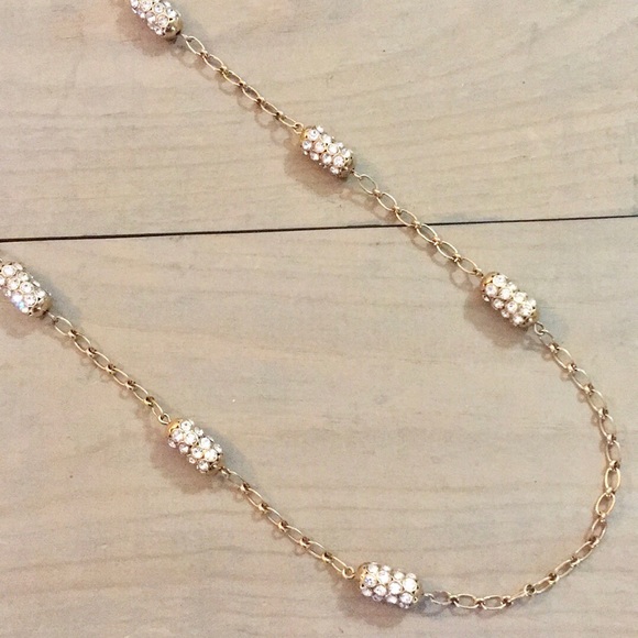 J Crew Crystal Barrel Gold Chain Station Necklace - Picture 1 of 7